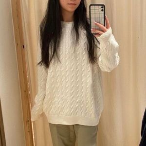 Brandy Melville Brianna white cable knit cotton oversized fit sweater